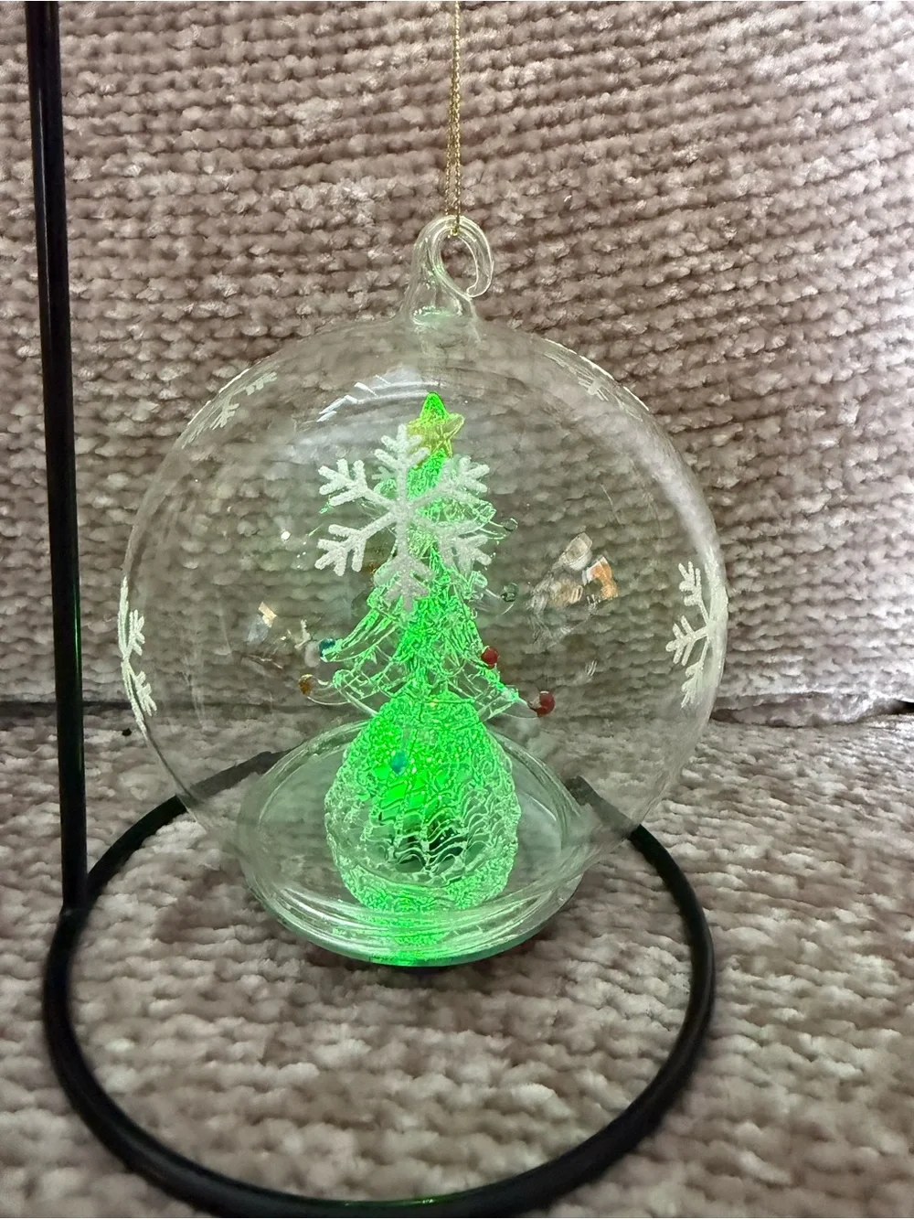 Color Changing Tree In Glass Dome Christmas Ornament 5